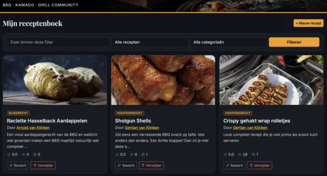 Screenshot van de ledenomgeving